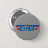 Badge Rond 5 Cm Le co-pilote s'envole l'insigne - aviation (Devant & derrière)