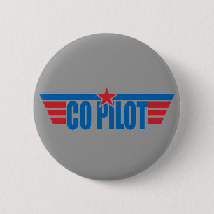 Badge Rond 5 Cm Le co-pilote s'envole l'insigne - aviation