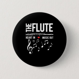Badge Rond 5 Cm Le Coeur De Flûte Dans La Musique