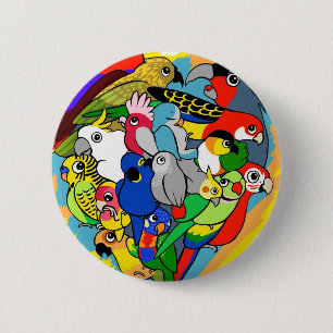 Badge Rond 5 Cm Le coeur I parrots la bande dessinée mignonne