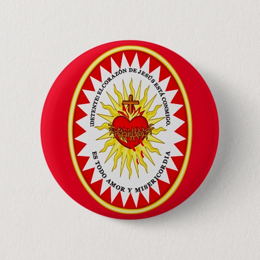 Badge Rond 5 Cm Le Coeur le plus sacré de Jésus (Devant)