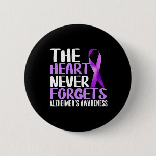 Badge Rond 5 Cm Le coeur n'oublie jamais la conscience d'Alzheimer