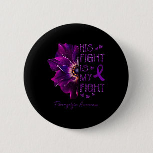 Badge Rond 5 Cm Le combat est mon combat Anémone Fleur Fibromyalgi
