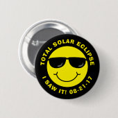 Badge Rond 5 Cm Le cool total Emoji d'éclipse solaire font face (Devant & derrière)