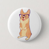 Badge Rond 5 Cm Le corgi prie le bouton (Devant)