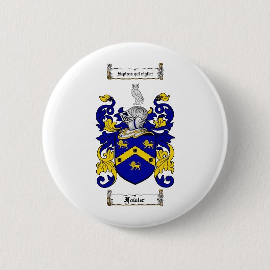 BADGE ROND 5 CM LE CREST DE FAMILLE DE FOWLER - MANTEAU DE FOWLER (Devant)