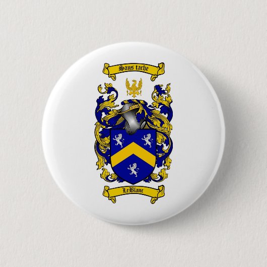 BADGE ROND 5 CM LE CREST DE FAMILLE DE LEBLANC - MANTEAU DE (Devant)