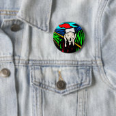 BADGE ROND 5 CM LE CRI PERÇANT À NOËL (En situation)