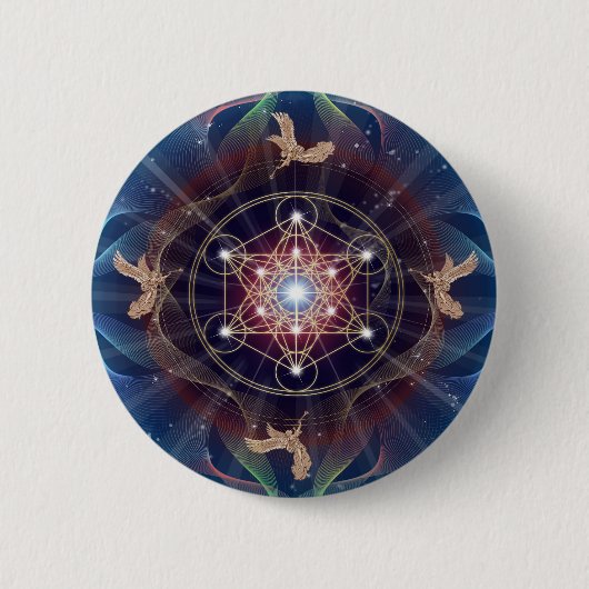 Badge Rond 5 Cm Le cube de Metatron - Merkabah (Devant)