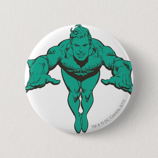 Badge Rond 5 Cm Le déjeuner d'Aquaman en avant - Turquoise (Devant)