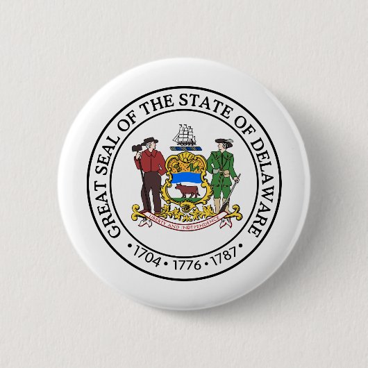 Badge Rond 5 Cm Le Delaware, Etats-Unis (Devant)