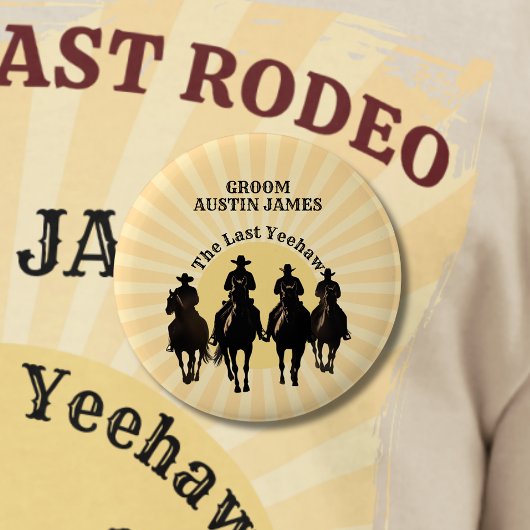 Badge Rond 5 Cm Le Dernier Cowboy Yeehaw Coucher de soleil Marié N