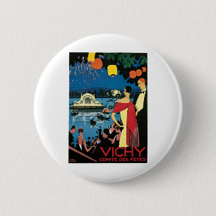 Badge Rond 5 Cm Le DES de Vichy France Comite fait la fête la