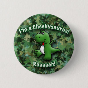 Badge Rond 5 Cm Le dinosaure mignon est un Cheekysaurus