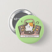 Badge Rond 5 Cm Le DJ mignon rayent le bouton de chat de Kitty (Devant & derrière)