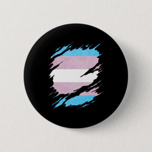 Badge Rond 5 Cm Le drapeau de fierté de transsexuel déchiré