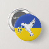 Badge Rond 5 Cm Le drapeau ukrainien paix en Ukraine colombe anti- (Devant & derrière)