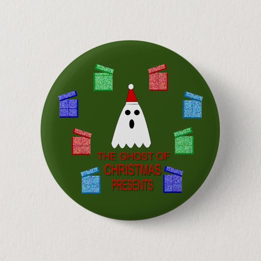 Badge Rond 5 Cm Le fantôme de Noël présente drôle (Devant)