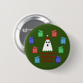 Badge Rond 5 Cm Le fantôme de Noël présente drôle (Devant & derrière)