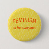 Badge Rond 5 Cm Le féminisme pour tous jaune vif (Devant)