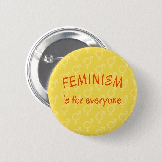 Badge Rond 5 Cm Le féminisme pour tous jaune vif (Devant & derrière)
