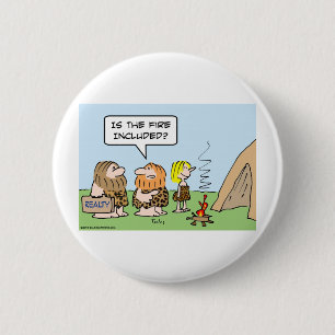 Badge Rond 5 Cm le feu d'objet immobilier d'homme des cavernes