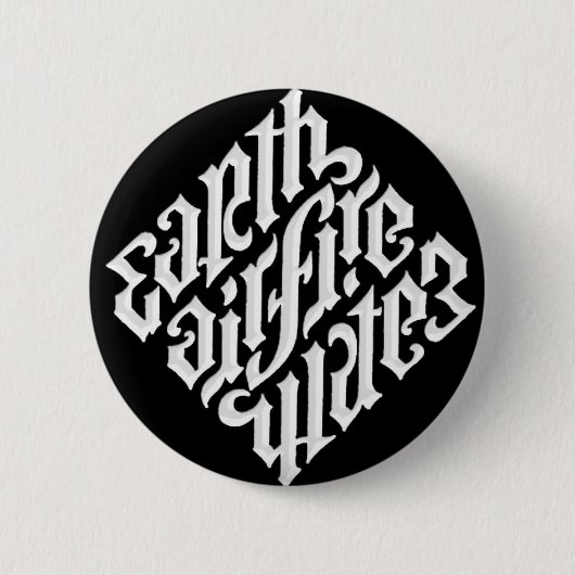 BADGE ROND 5 CM LE FEU ET L'EAU D'AIR DE LA TERRE (Devant)