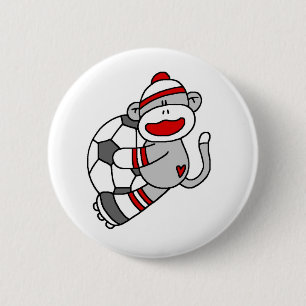 Badge Rond 5 Cm Le football de singe de chaussette