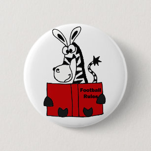 Badge Rond 5 Cm Le football drôle de lecture de zèbre ordonne le