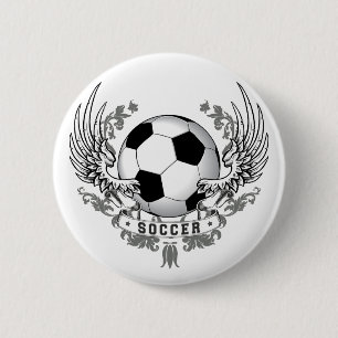 Badge Rond 5 Cm Le football du football s'envole le bouton