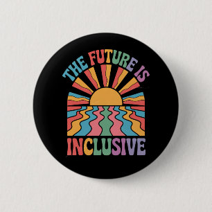 Badge Rond 5 Cm Le Futur Est Inclusif LGBTQ Arc-en-ciel Fierté Rét