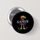 Badge Rond 5 Cm Le Gamer Elf Noël Pyjama Assorti (Devant & derrière)