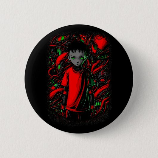 Badge Rond 5 Cm Le Garçon et les Machines (Devant)