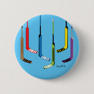 Badge Rond 5 Cm Le gardien de but coloré d'hockey colle le talent