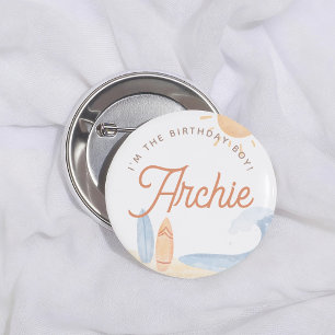 Badge Rond 5 Cm Le Grand Garçon de la Fête d'Anniversaire Surf 1 a