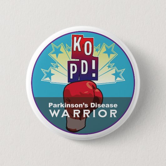 Badge Rond 5 Cm Le guerrier KO de Parkinson (Devant)