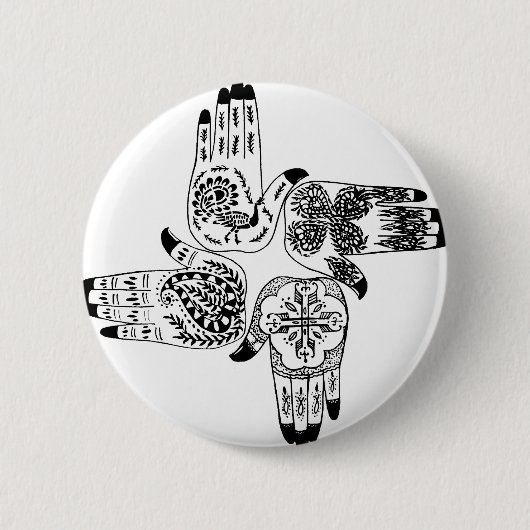 Badge Rond 5 Cm Le henné Mehndi remet le mariage peint par (Devant)