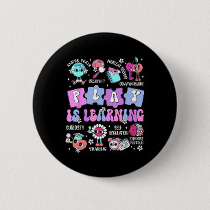 Badge Rond 5 Cm Le jeu est l'apprentissage Enseignant Premier jour