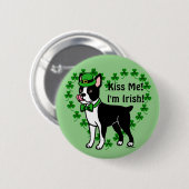 Badge Rond 5 Cm Le jour Boston Terrier 3 de St Patrick (Devant & derrière)