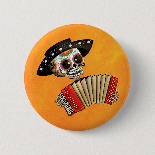 Badge Rond 5 Cm Le jour du mariachi mort d'EL de squelette (Devant)