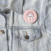 Badge Rond 5 Cm Le joyeux lapin arc-en-ciel (En situation)