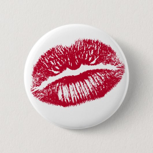 Badge Rond 5 Cm Le Kiss, Les Lèvres Rouges (Devant)