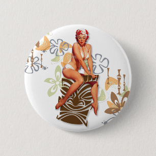 Badge Rond 5 Cm Le kitsch Bitsch : La déesse de Tiki