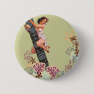 Badge Rond 5 Cm Le kitsch Bitsch : Vers le haut d'un arbre de Tiki