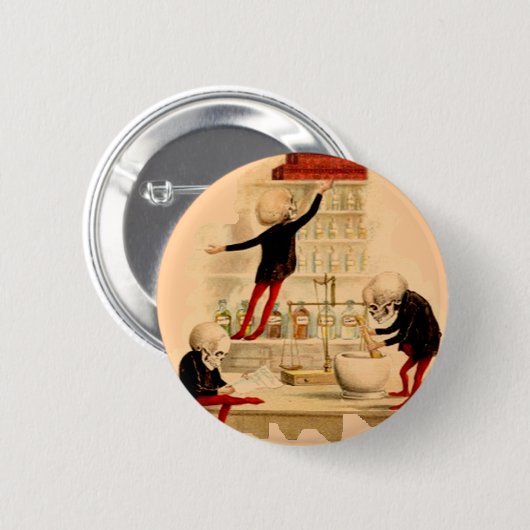 Badge Rond 5 Cm Le laboratoire fou de squelettes de scientifique (Devant & derrière)