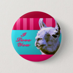 Badge Rond 5 Cm Le lama de Valentine soit je t'aime le mien