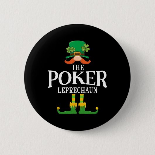 Badge Rond 5 Cm Le Leprechaun de Poker Saint-Patrick Matching (Devant)