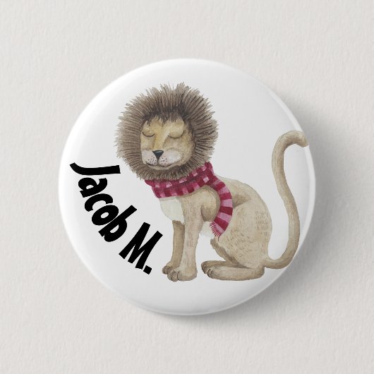 Badge Rond 5 Cm Le lion timide personnalisé (Devant)