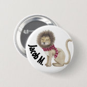 Badge Rond 5 Cm Le lion timide personnalisé (Devant & derrière)