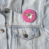 Badge Rond 5 Cm Le Llamacorn majestueux (En situation)
